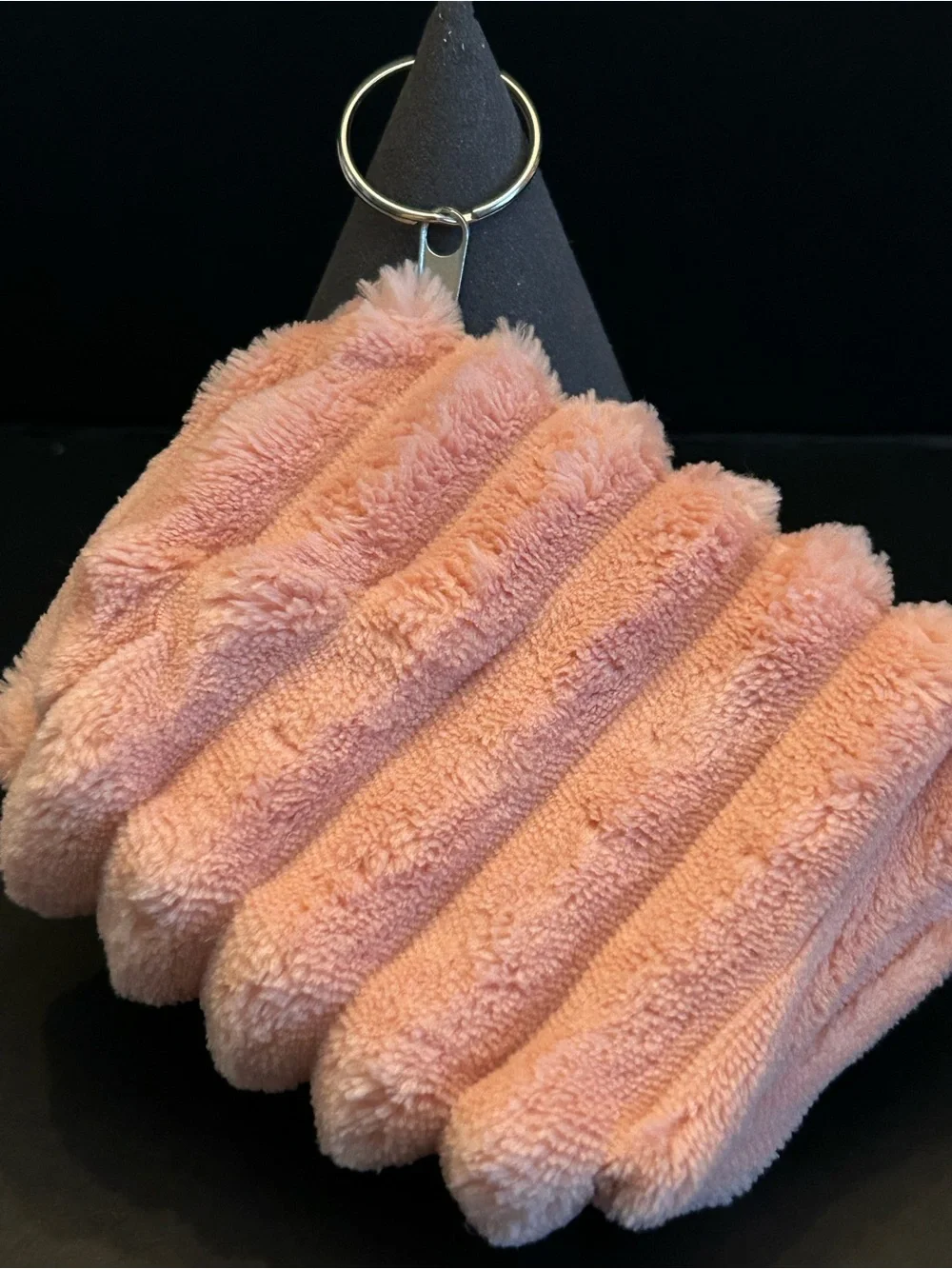 Plush Furry Coin Purse Key Pouch Case w/Silver Key Ring in Assorted Colors